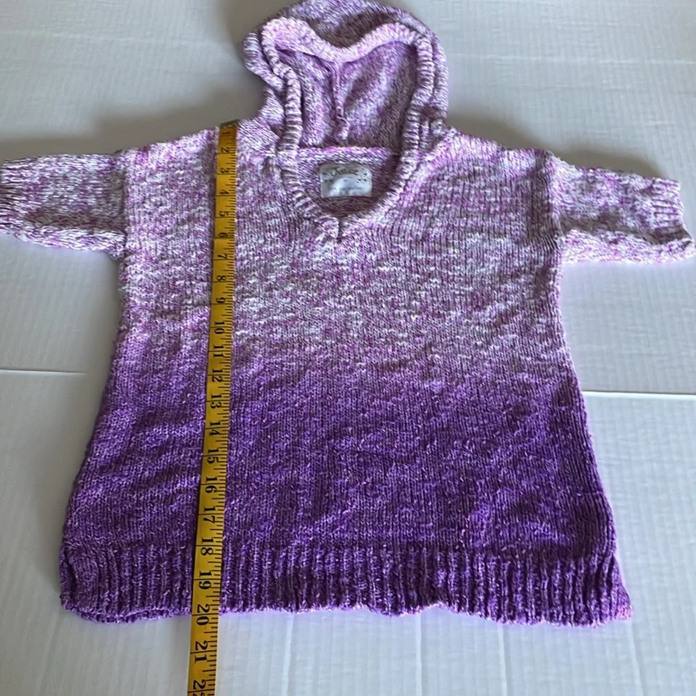 Justice purple Ombre hooded knit short sleeve sweater girls size 14